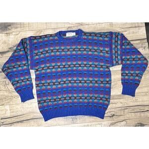 Vintage 90 USA Coogi Pattern Geometric Wool Sweater XL  Biggie Dad Style Oakton.